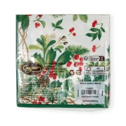 Holly Chintz White Cocktail Napkins - 20 Per Package