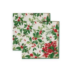 Holly Chintz White Luncheon Napkins - 20 Per Package