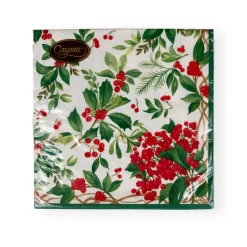 Holly Chintz White Napkin Dinner - 20 Per Package