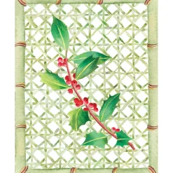 Holly On Trellis Petite Boxed Christmas Cards - includes 15 cards & envelopes