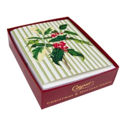 Holly Sprig Petite Boxed Christmas Cards - includes 15 cards & envelopes