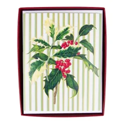 Holly Sprig Petite Boxed Christmas Cards - includes 15 cards & envelopes