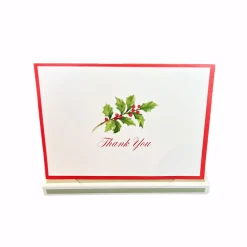 Holly Sprig Thank You Notes - 8 Thank You Notes and Envelopes per Box