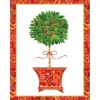 Holly Topiary in Red Pot Personalized Christmas Cards