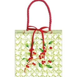 Holly Trellis Small Square Gift Bag - 1 Each