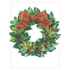 Holly Wreath Embossed Large Boxed Christmas Cards - includes 10 Cards & Envelopes