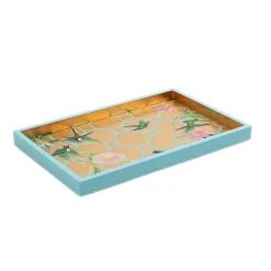 Hummingbird Trellis Lacquer Vanity Tray in Gold - 1 Each