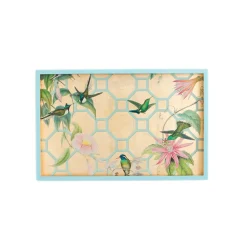 Hummingbird Trellis Lacquer Vanity Tray in Gold - 1 Each