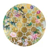 Hummingbird Trellis Round Lacquer Placemat in Gold - 1 Each