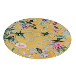 Hummingbird Trellis Round Lacquer Placemat in Gold - 1 Each