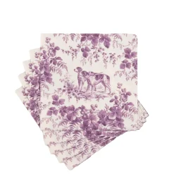 Hunting Toile Aubergine Cocktail Napkins - includes 20 Cocktail Napkins