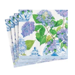 Hydrangeas and Porcelain Boxed Paper Cocktail Napkins - 40 Per Box