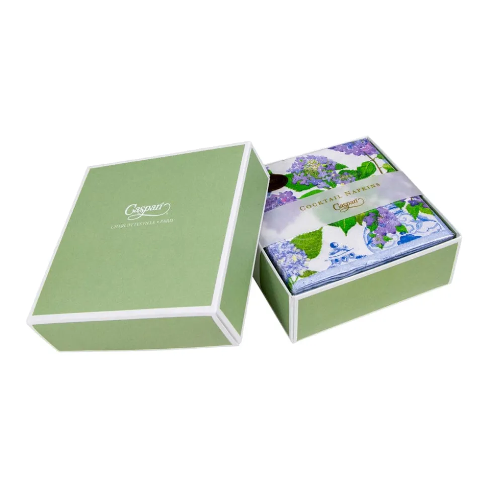 Hydrangeas and Porcelain Boxed Paper Cocktail Napkins - 40 Per Box