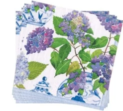 Hydrangeas and Porcelain Paper Dinner Napkins - 20 Per Package