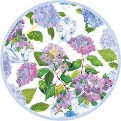 Hydrangeas and Porcelain Round Paper Placemats - 12 Per Package