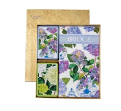 Hydrangeas and Porcelain Bridge Gift Set - 2 Playing Card Decks & 2 Score Pads
