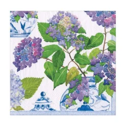 Hydrangeas and Porcelain Paper Luncheon Napkins - 20 Per Package
