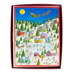 Ice Skating at Christmas Large Boxed Christmas Cards - includes 15 cards & envelopes