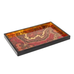 Jaipur Crimson Lacquer Sm Rect Tray - 8 7/8 X 13 3/4