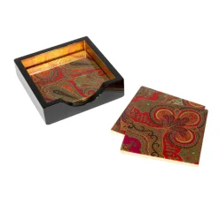 Jaipur Fuchsia Set Of 4 Lacquer Coasters - 4" Diameter