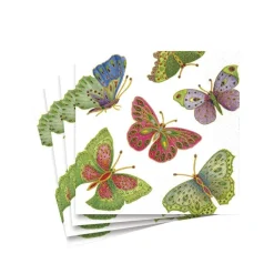 Jeweled Butterflies Paper Cocktail Napkins in Pearl - 20 Per Package