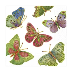 Jeweled Butterflies Paper Luncheon Napkins in Pearl - 20 Per Package