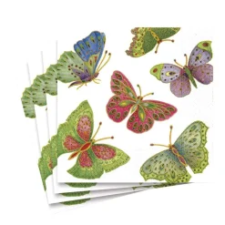 Jeweled Butterflies Paper Luncheon Napkins in Pearl - 20 Per Package