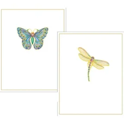 Jeweled Insects Foil Embossed Assorted Boxed Note Cards - 10 Note Cards & 10 Envelopes