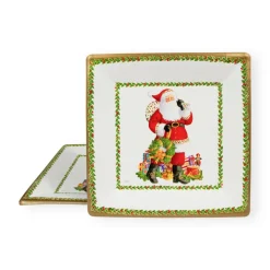 Jolly St. Nick Square Paper Dinner Plates - 8 Per Package