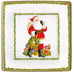 Jolly St. Nick Square Paper Dinner Plates - 8 Per Package