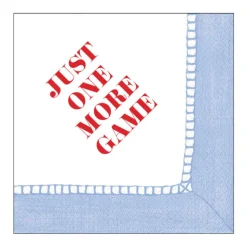 Just One More Game Paper Cocktail Napkins - Linen Border in Light Blue