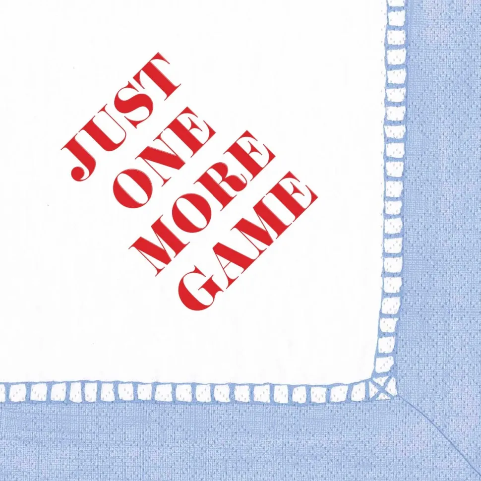 Just One More Game Paper Cocktail Napkins - Linen Border in Light Blue