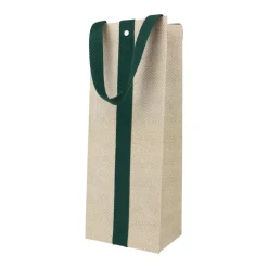 Jute And Twill Natural & Hunter Wine & Bottle Gift Bags - One Gift Bag Included