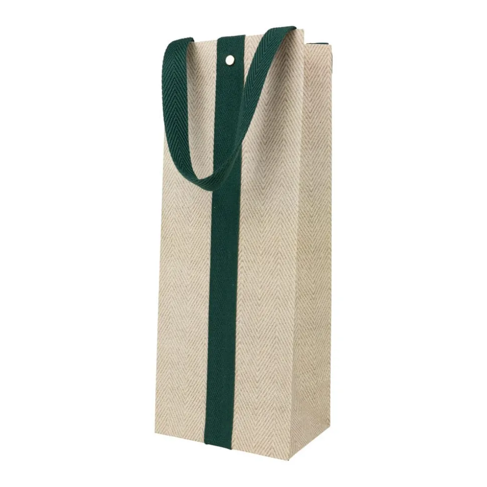 Jute And Twill Natural & Hunter Wine & Bottle Gift Bags - One Gift Bag Included