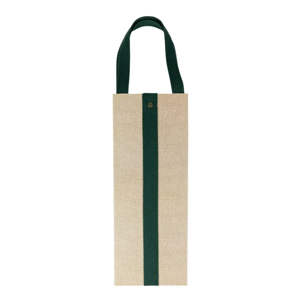 Jute And Twill Natural & Hunter Wine & Bottle Gift Bags - One Gift Bag Included