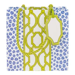 Knots And Spots Blue & Green Small Square Gift Bags - One Gift Bag Included