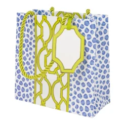 Knots And Spots Blue & Green Small Square Gift Bags - One Gift Bag Included