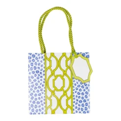 Knots And Spots Blue & Green Small Square Gift Bags - One Gift Bag Included
