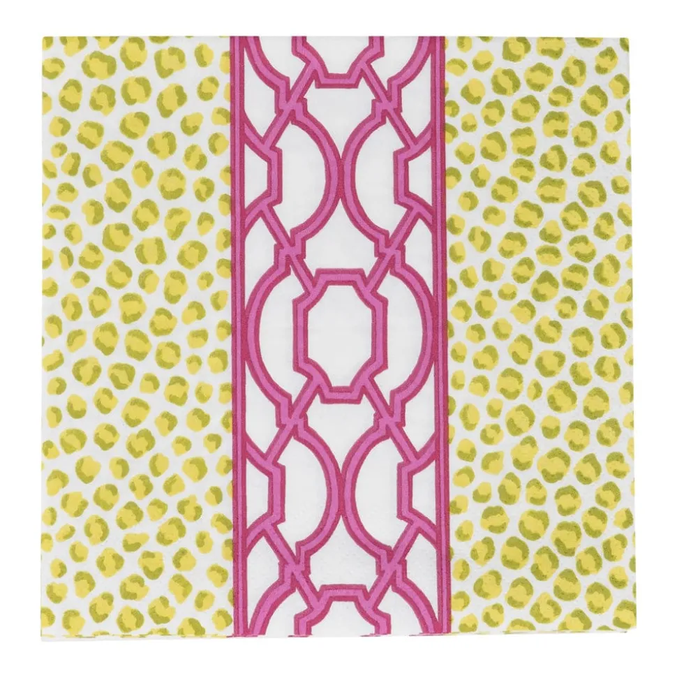 Knots And Spots Green & Fuchsia Luncheon Napkins - 20 Per Package