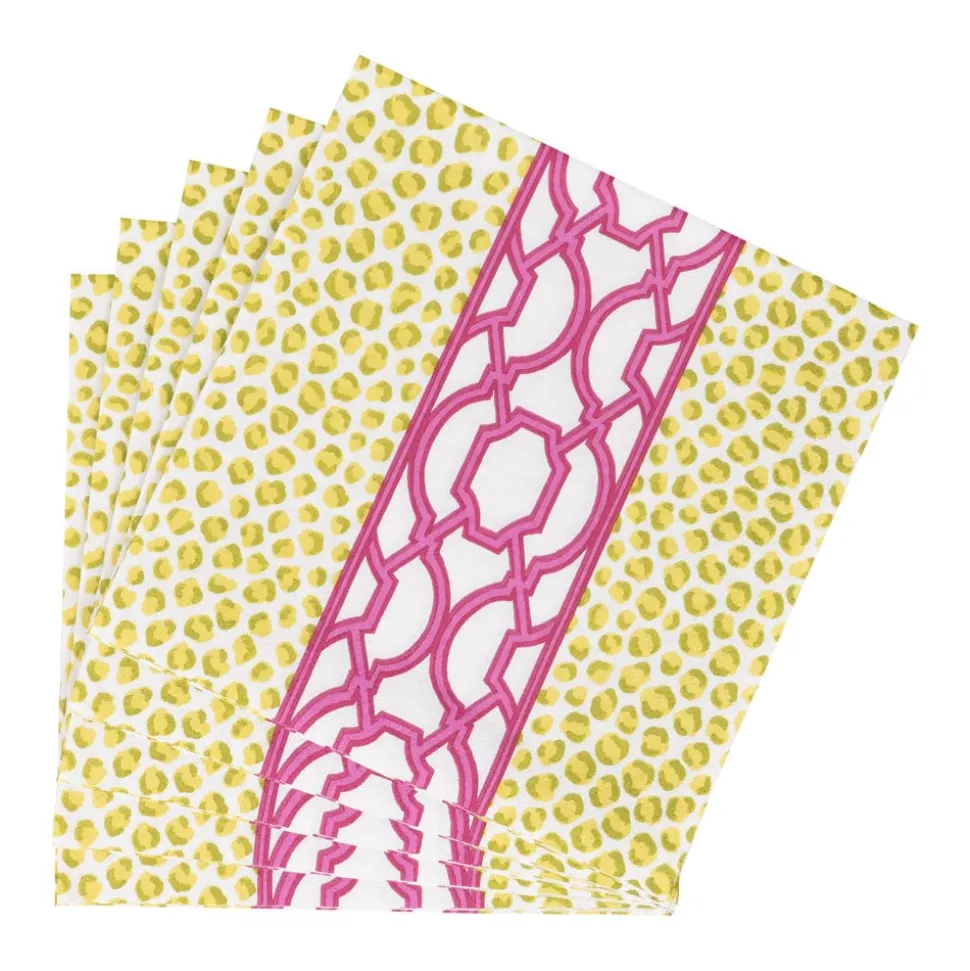 Knots And Spots Green & Fuchsia Luncheon Napkins - 20 Per Package