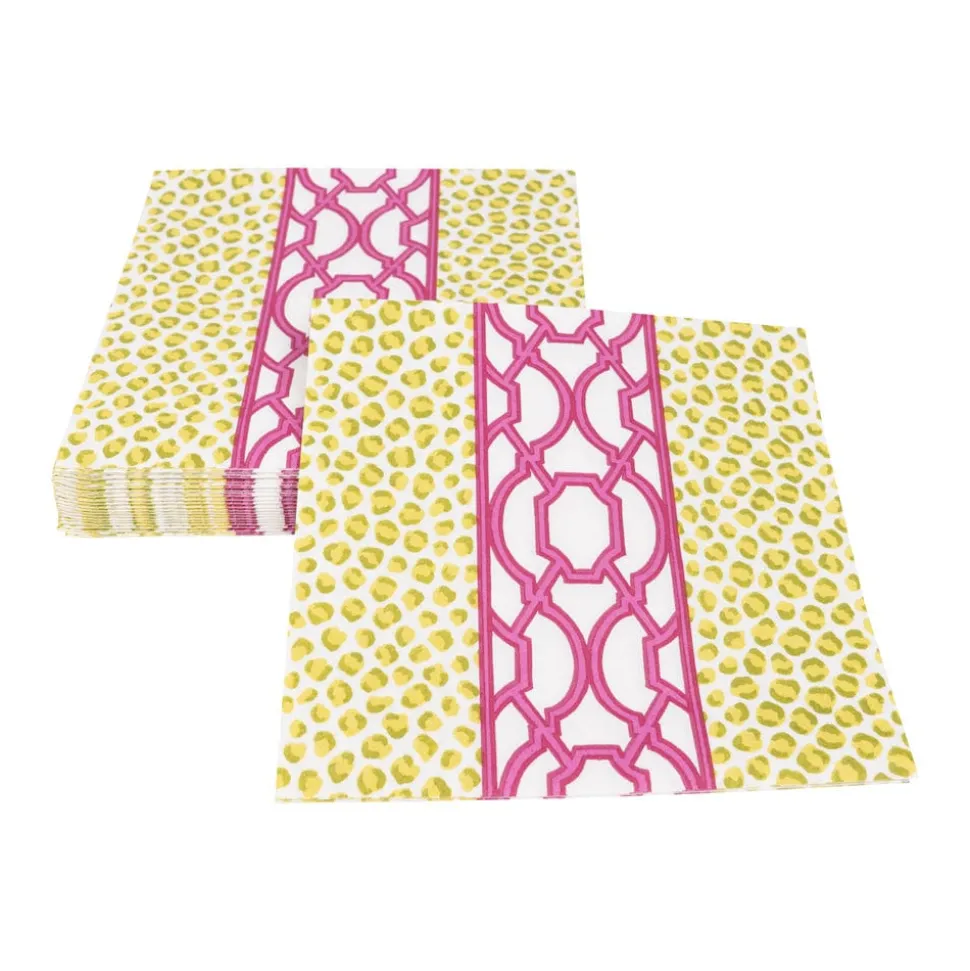 Knots And Spots Green & Fuchsia Luncheon Napkins - 20 Per Package
