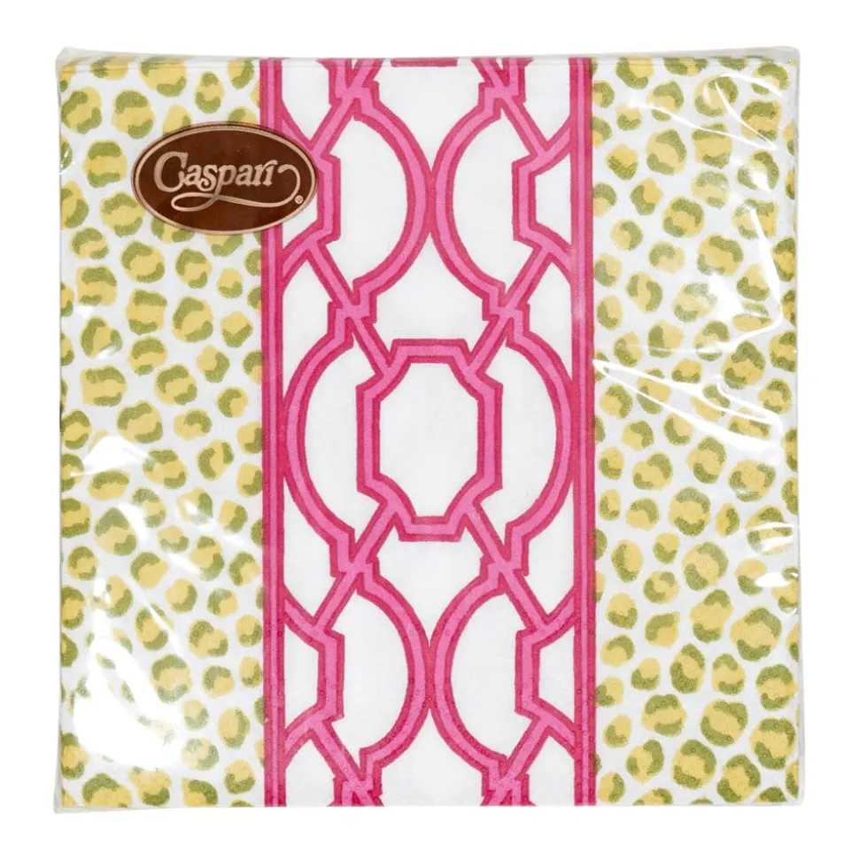 Knots And Spots Green & Fuchsia Cocktail Napkins - 20 Per Package