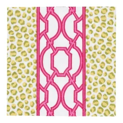 Knots And Spots Green & Fuchsia Cocktail Napkins - 20 Per Package
