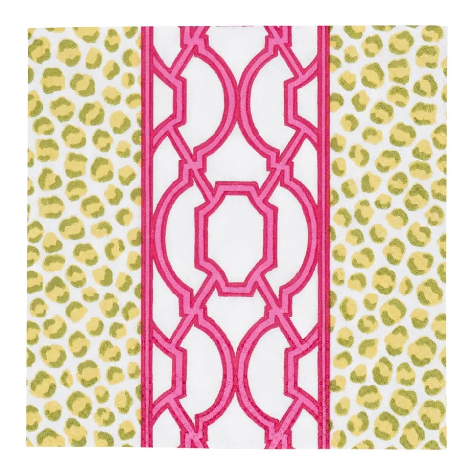 Knots And Spots Green & Fuchsia Cocktail Napkins - 20 Per Package