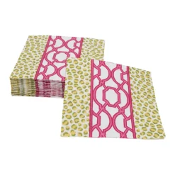 Knots And Spots Green & Fuchsia Cocktail Napkins - 20 Per Package