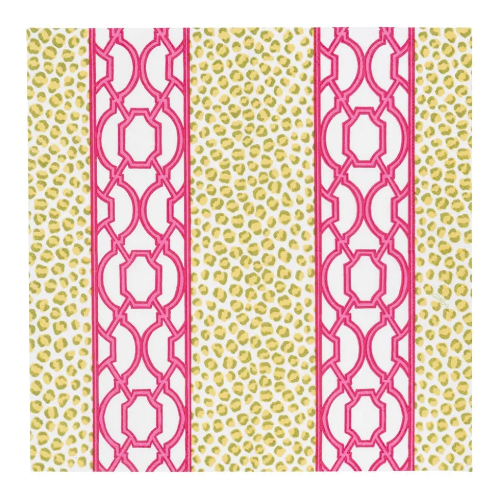 Knots And Spots Green & Fuchsia Cocktail Napkins - 20 Per Package