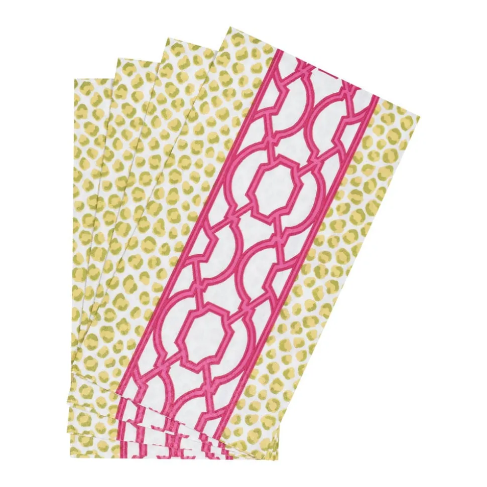 Knots And Spots Green & Fuchsia Guest Towel Napkins - 15 Per Package