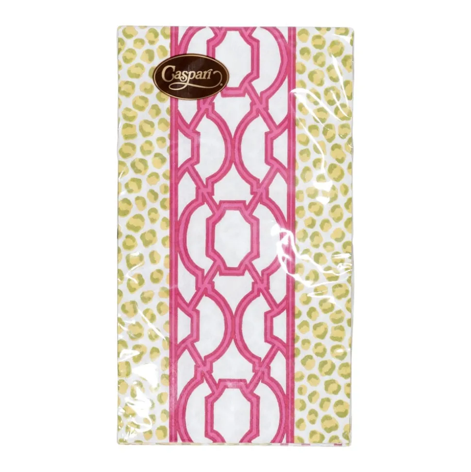 Knots And Spots Green & Fuchsia Guest Towel Napkins - 15 Per Package