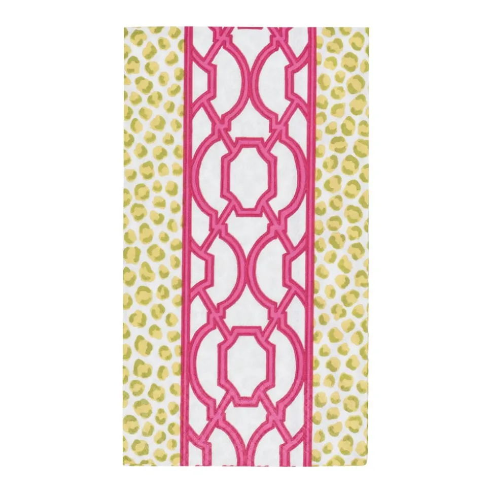Knots And Spots Green & Fuchsia Guest Towel Napkins - 15 Per Package