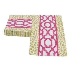 Knots And Spots Green & Fuchsia Guest Towel Napkins - 15 Per Package
